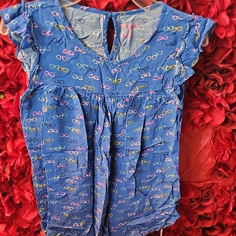 Cat & Jack Girls Blue Tunic with Sunglasses Print Size 10/12